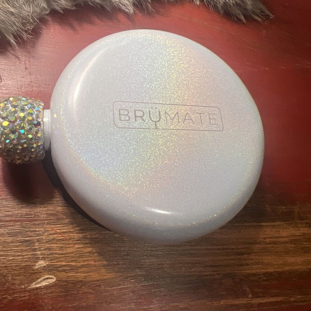 Brumate White 5 Oz Flask With Bling Cap